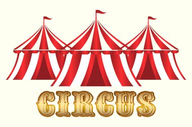 Sirk çadırı simgesi veya logosu. Karnaval, festival, açık tabela tabelası. Eğlence fuarı sembolü. - Evet. Vektör illüstrasyonu