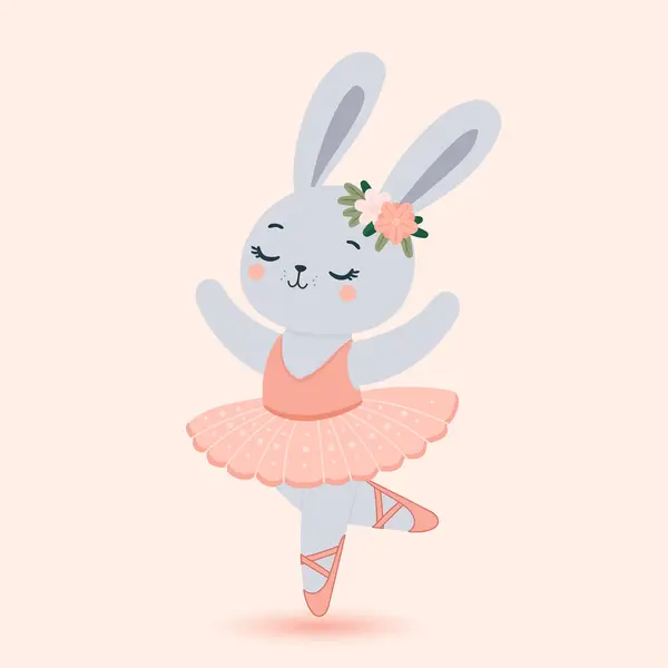 Adorable Ballerina Bunny Illustration White Dancing Rabbit Illuatration Kids Wear Stock Vector