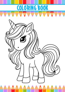 Basılabilir boyama kitabı. Beyaz arka planda izole edilmiş siyah siluet çocuk çizgi filmi için boyama. Vektör illüstrasyonu