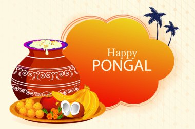 Tamil Nadu Hindistan kutlama arka plan mutlu Pongal dini geleneksel festival vektör tasarımı