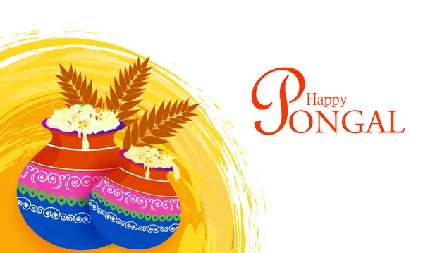 Diseño Vectorial Happy Pongal Festival Religioso Tradicional Tamil Nadu India Ilustraciones De Stock Sin Royalties Gratis