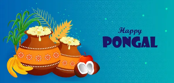 Diseño Vectorial Happy Pongal Festival Religioso Tradicional Tamil Nadu India Ilustración De Stock