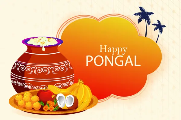 Diseño Vectorial Happy Pongal Festival Religioso Tradicional Tamil Nadu India Vector De Stock