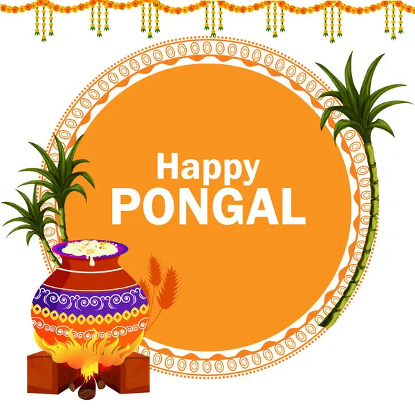 Diseño Vectorial Happy Pongal Festival Religioso Tradicional Tamil Nadu India Vector De Stock