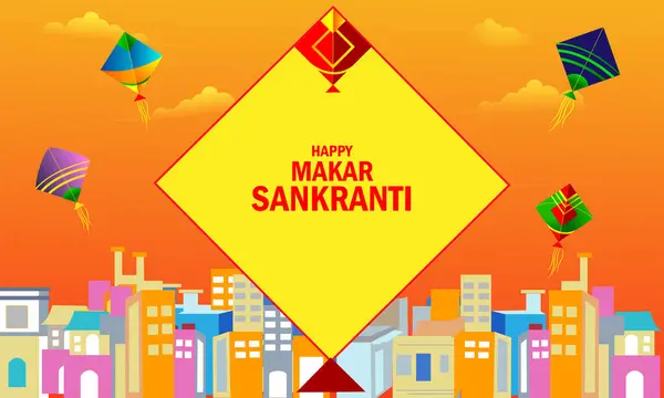 Vektor Design Von Happy Makar Sankranti Religiösen Traditionellen Fest Indien Stockillustration