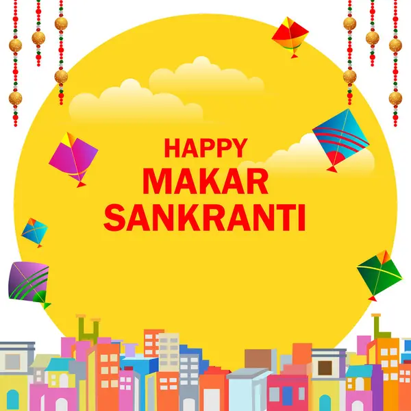 Diseño Vectorial Happy Makar Sankranti Festival Tradicional Religioso India Celebración Gráficos Vectoriales