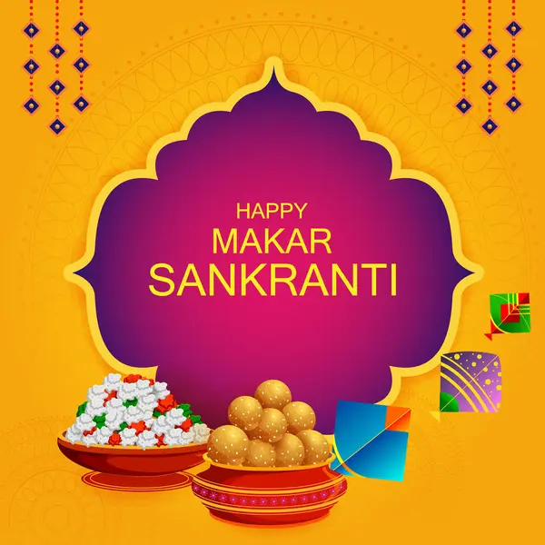 Diseño Vectorial Happy Makar Sankranti Festival Tradicional Religioso India Celebración Gráficos Vectoriales