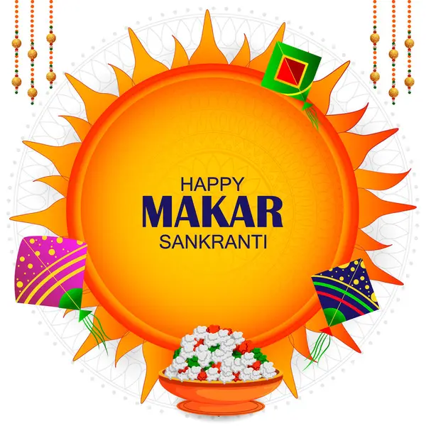 Diseño Vectorial Happy Makar Sankranti Festival Tradicional Religioso India Celebración Ilustración De Stock