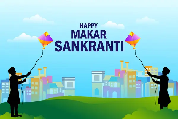 Vektor Design Von Happy Makar Sankranti Religiösen Traditionellen Fest Indien lizenzfreie Stockvektoren