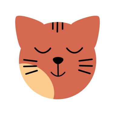 Sevimli çizgi film kırmızı kedi hayvan çizimi