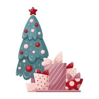 Noel ağacı ve hediye kutuları 