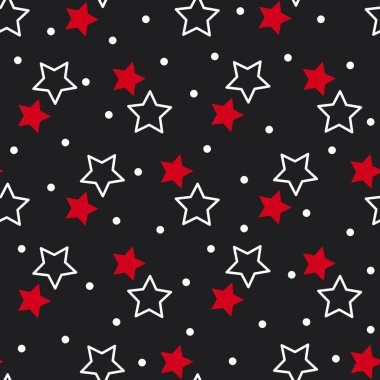 Kırmızı ve beyaz yıldızlı vektörsüz desen
