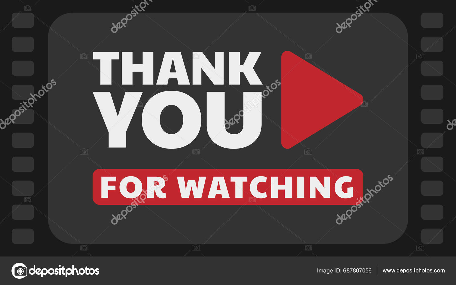 Thank You Watching Lettering Isolated Black Film Strip Background Great ...