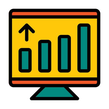 Chart Diagram statistic monitor Vector Filled Line Icon, suitable for business or investment or office purpose