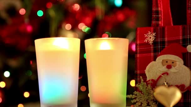 Різдвом Блискучими Вогнями Різдвяна Ялинка Привітання Новим Роком Англійською Мовою — стокове відео