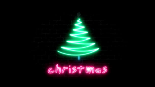 Різдвом Блискучими Вогнями Різдвяна Ялинка Привітання Новим Роком Англійською Мовою — стокове відео