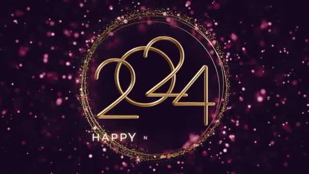 Feliz Ano Novo 2024 Celebração Vídeo Efeito Luz Fundo Luxo — Vídeo de Stock