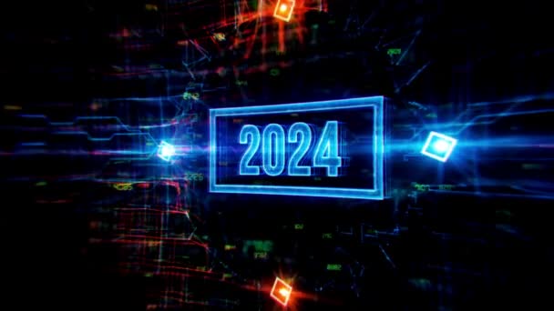 Gelukkig Nieuwjaar 2024 Viering Video Licht Effect Luxe Achtergrond — Stockvideo