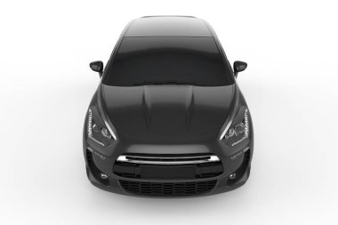 Siyah şehir otomobili yaratıcı tasarımınız için boş yüzeyli. 3D çizim