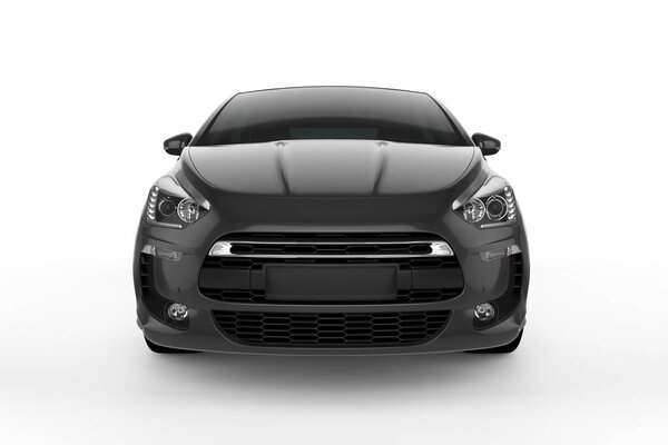 Black city car with blank surface for your creative design. 3D illustration
