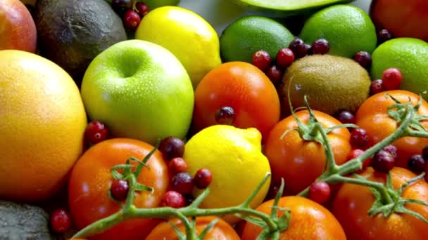 Mieszane Świeże Tło Warzyw Zdrowe Składniki Żywieniowe Kawałek Mieszanki Warzyw — Wideo stockowe