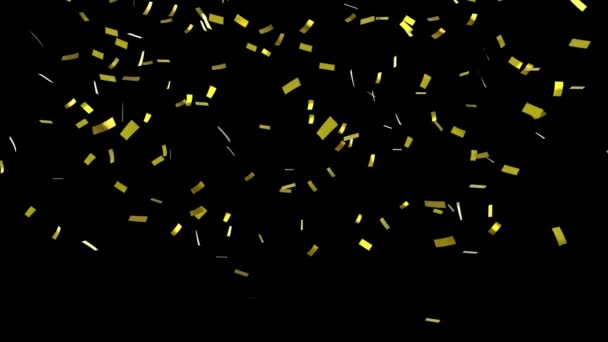 ハッピーバースデー横3Dリアルなゴールデンとシルバーエアバルーンとテキストと光り輝くコンセッティで白い背景 — ストック動画