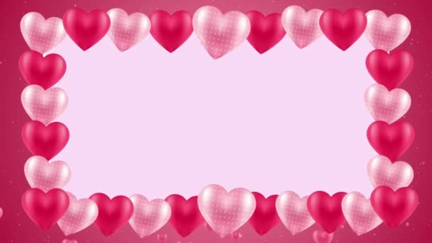 バレンタインデーのバックグラウンド 抽象的なハートと粒子 高品質のビデオ4Kで ビデオフレームのオーバーレイのためのハートフレーム Heartフレーム バレンタインデーのお祝いのボケの国境の装飾 スパークリング ハート グリーティングカード — ストック動画