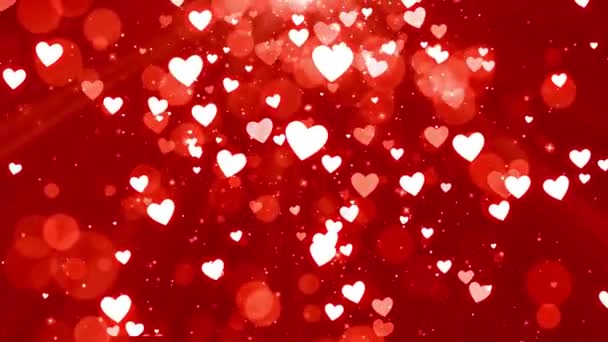 Fondo Del Día San Valentín Volando Corazones Abstractos Partículas Video — Vídeo de stock