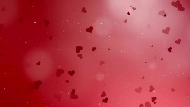 Sfondo San Valentino Cuori Astratti Volanti Particelle Video Alta Qualità Filmato Stock Royalty Free