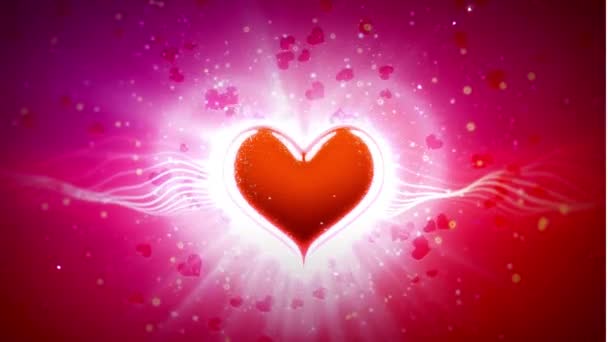 Dia Dos Namorados Fundo Voar Corações Abstratos Partículas Vídeo Alta — Vídeo de Stock