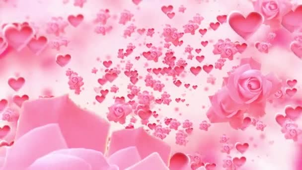 Tło Walentynek Latające Abstrakcyjne Serca Cząstki Film Wysokiej Jakości Animowana — Wideo stockowe