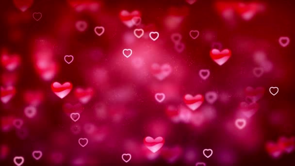 Fondo Del Día San Valentín Volando Corazones Abstractos Partículas Video — Vídeo de stock