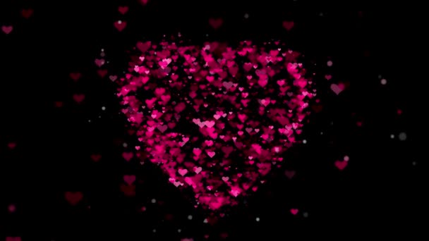 Fondo Del Día San Valentín Volando Corazones Abstractos Partículas Video — Vídeos de Stock