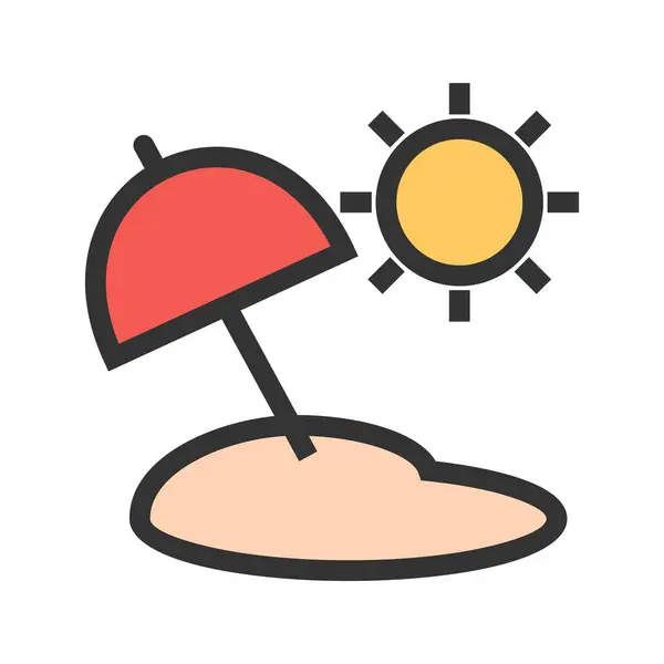 Umbrella, beach, sun icon vector image. Can also be used for seasons. Suitable for web apps, mobile apps and print media.