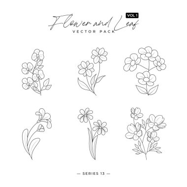 Branch Line Art Set - Çiçek Element Koleksiyonu Düğün Dekorasyonu İçin Uygun - Doodle botanik elementleri