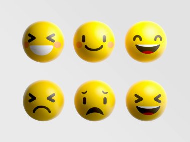 Emoji toplama vektörü ayarlandı. Sosyal ağ duygu paketi. Beyaz arkaplanda izole