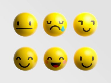 Emoji Simgesi Seti. Duygu Simgeleri. Gülümseme koleksiyonu. Duygular. Komik çizgi film. Sosyal medya. Gülümse, Ağla, Üzgün, Öfkeli, Neşeli, vs.
