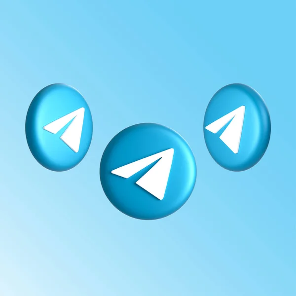 Telegram isolated logo social media app icon with transparent background floating in 3D rendering