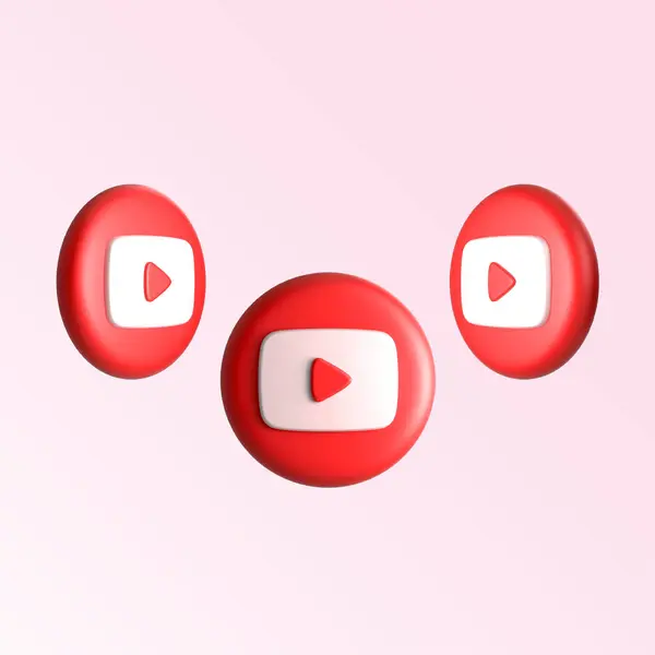 Youtube isolated 3D render logo platform icon with transparent background floating