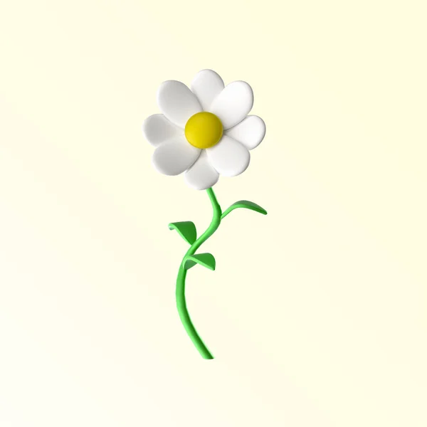 Chamomile flowers on transparent background. Realistic illustration of daisy flowers. 3d render illustration