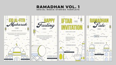 Ramadan Kareem Islamic Potrait Story Stories Reels. Ramadhan Flat Design for Banner and Social Media clipart