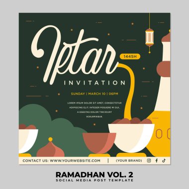 Ramadan Kareem Islamic Square Post. Ramadhan Social Media Poster Background Design clipart