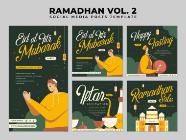 Ramadan Kareem Islamic Square Post. Ramadhan Social Media Poster Background Design clipart