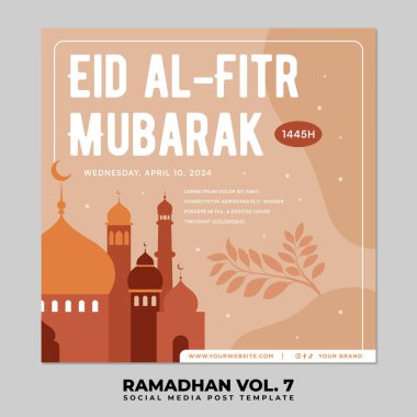 Ramadhan Flat Design for Banner and Social Media. Happy Eid Mubarak Social Media Post Illustration clipart