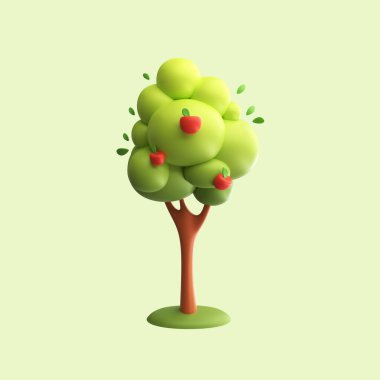 Apple Tree 3B nesne konsepti resimlemesi kaldırılabilir arkaplan dosyasına izole edildi