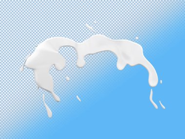 Taze sütün yansıması. Taze süt gerçekçi bir şekilde toplanır. Şeffaf Resim şeffaf arkaplan