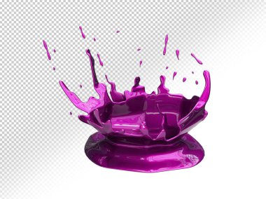 Şeffaf Resim 3d gerçekçi sıçrama damla girdap mor renk gıda veya nesne şeffaf arkaplan