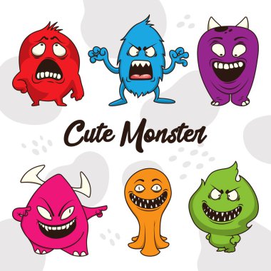 Çizgi film canavarları, vektör illüstrasyonu