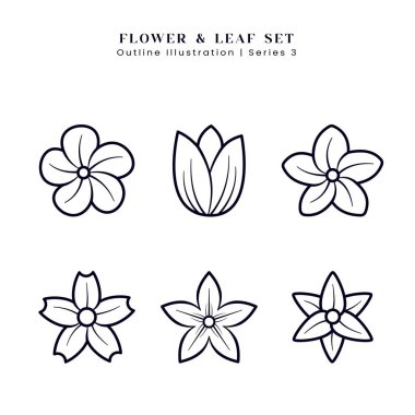 Wild Flower Illustration in Outline or Line Art Style EPS Vector for Logo Coloring Ornament