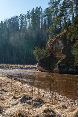 Amatas Dabas Taka 'nın dinginliğinin tadını çıkarın. Nehrin yavaşça yükselen kayalıkların altında aktığı yerde.